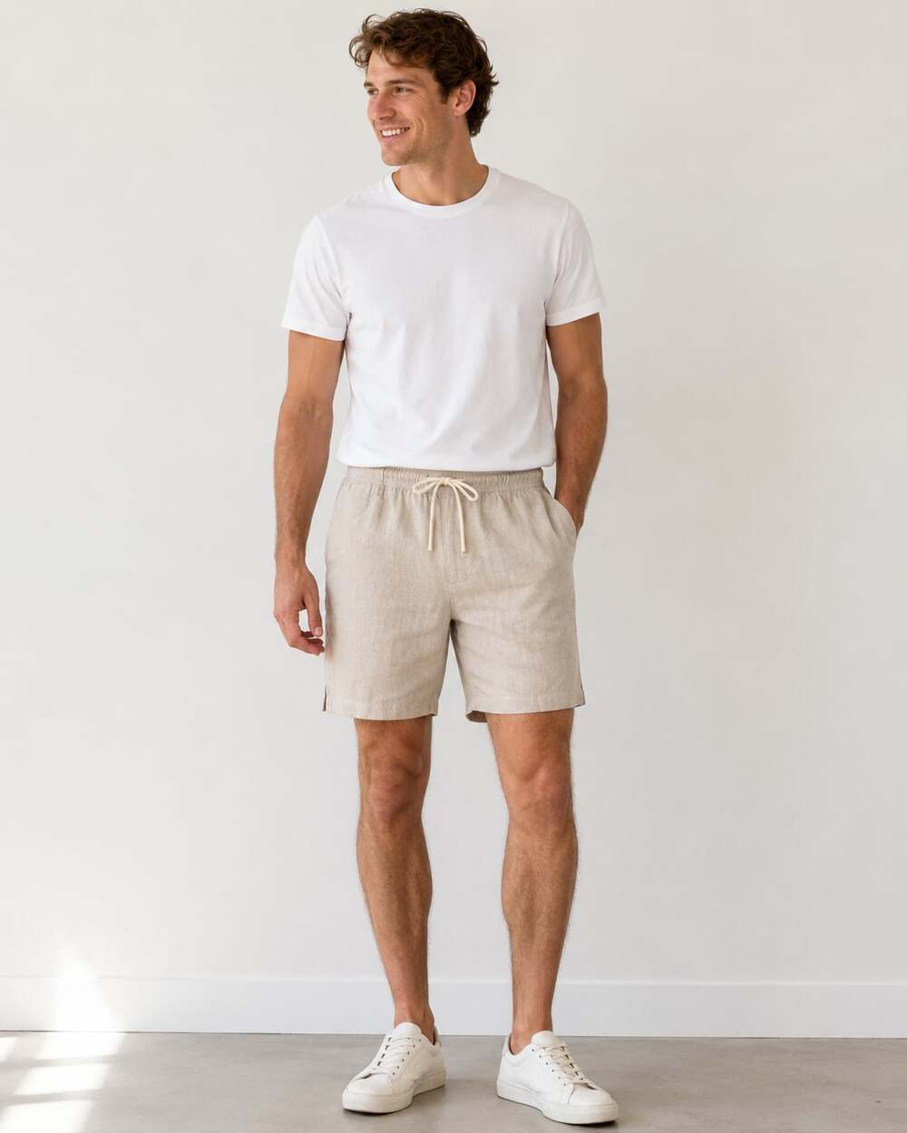 Eubi Men's Flex Linen Shorts in Sand